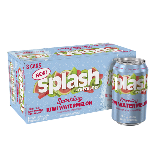 Splash Kiwi Watermelon Sparkling Water, 12 fl oz, 24 Cans