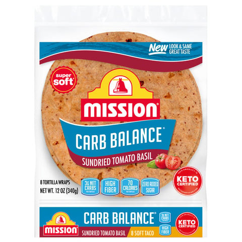 Mission Carb Balance Sundried Tomato Basil Tortilla Wraps, 8 Count
