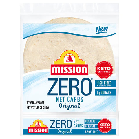 Mission Zero Net Carbs Original Flour Tortillas, Soft Taco Size, 8 Count