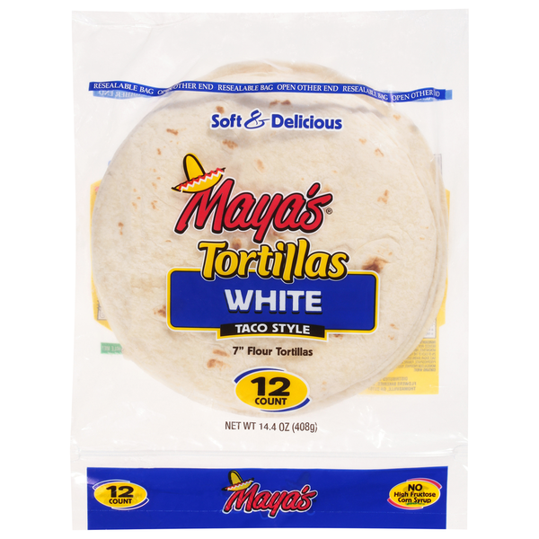 Maya's Tortillas, Flour, White, Taco Style