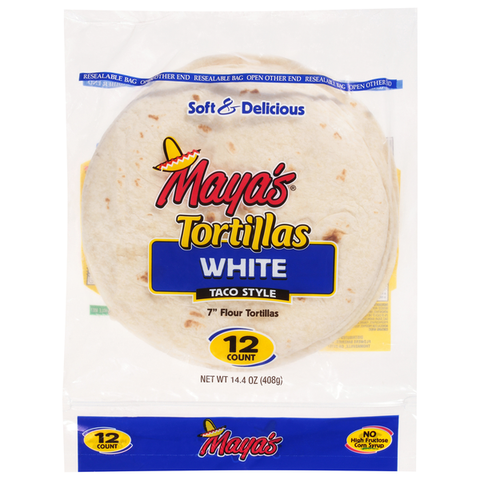 Maya's Tortillas, Flour, White, Taco Style