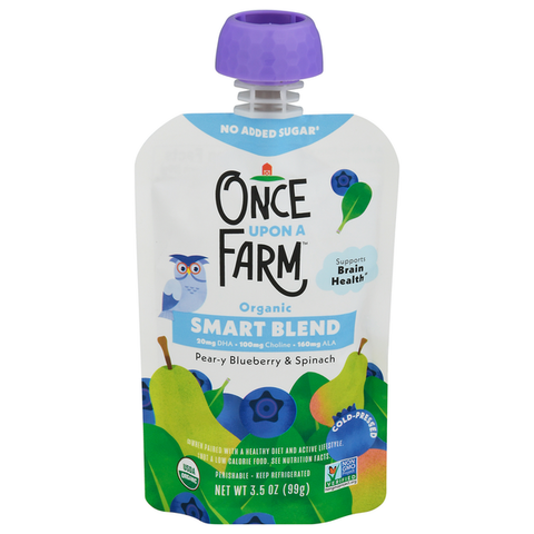 Once Upon a Farm Smart Blend, Organic, Pear-y Blueberry & Spinach