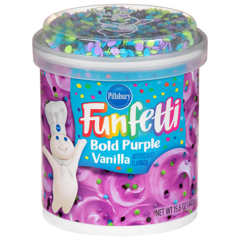 Pillsbury Funfetti Bold Purple Vanilla Frosting, 15.6 Oz Tub