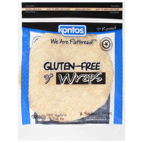 Kontos Wraps, Sandwich, Gluten-Free, Round, 9 Inch