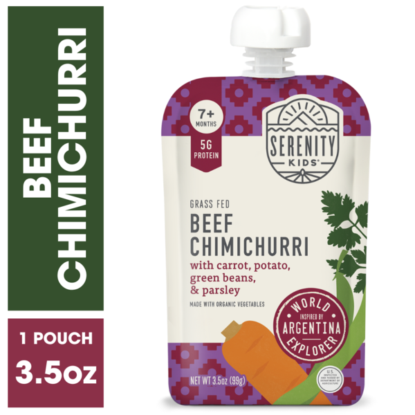 Serenity Kids World Explorer, Beef Chimichurri Baby Food Pouch