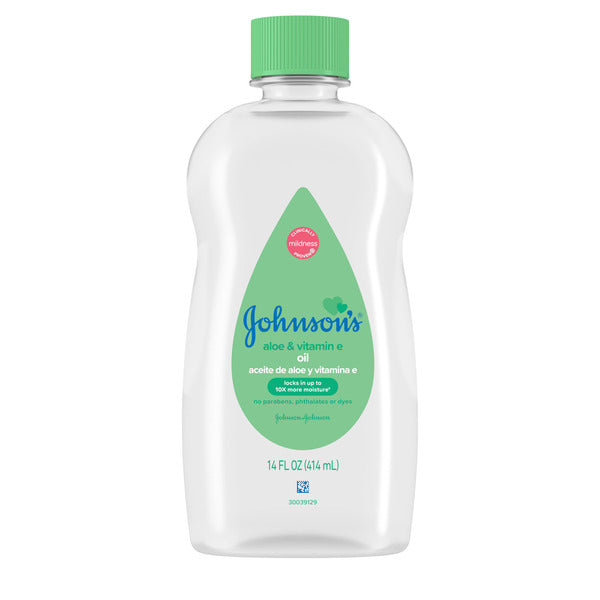 Johnson's Oil, Mineral Oil with Aloe Vera & Vitamin E, 14 fl. oz