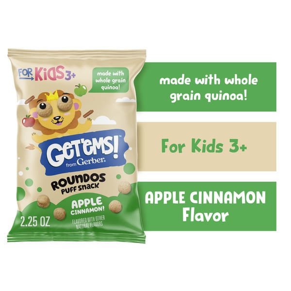 Get'Ems! From Gerber Apple Cinnamon Roundos Puffs Snacks