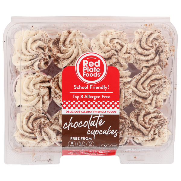 Red Plate Foods Mini Chocolate Cupcakes (12 Bite Sized) Free From Top Allergens+Vegan+Gluten-Fre