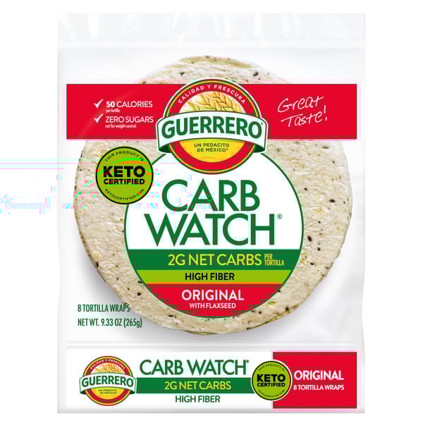 Guerrero Carb Watch Original with Flaxseed Flour Tortillas, 8 Count