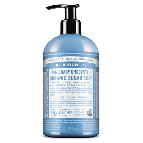 Dr. Bronner's Unscented Baby, Organic Sugar Soap