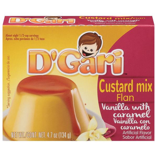 D'Gari Custard Mix Flan, Vanilla with Caramel