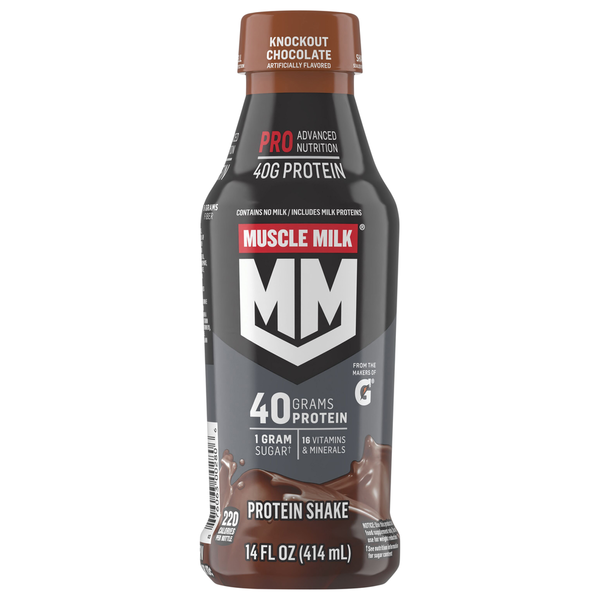 MUSCLE MILK Pro Advanced Nutrition Protein Shake, Knockout Chocolate