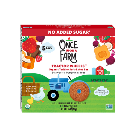 Once Upon a Farm Organic Tractor Wheels Toddler Bar, Strawberry, Pumpkin & Beet