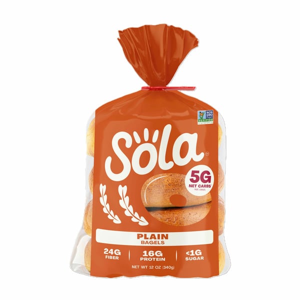 SOLA Plain Bagels, Non-GMO, No Added Sugar