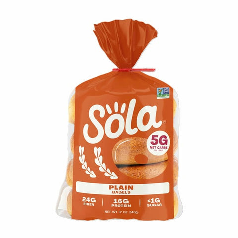 SOLA Plain Bagels, Non-GMO, No Added Sugar