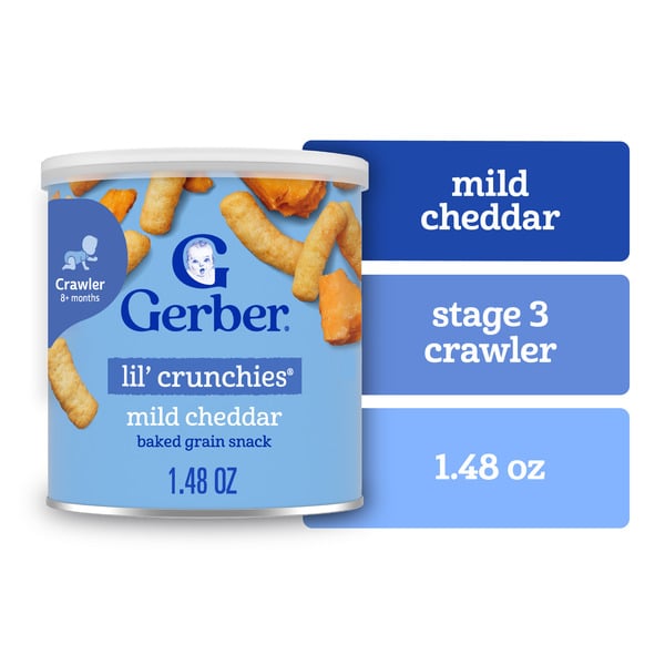 Gerber Stage 3 Baby Food Snacks Mild Cheddar Lil' Crunchies Baby Led Feeding