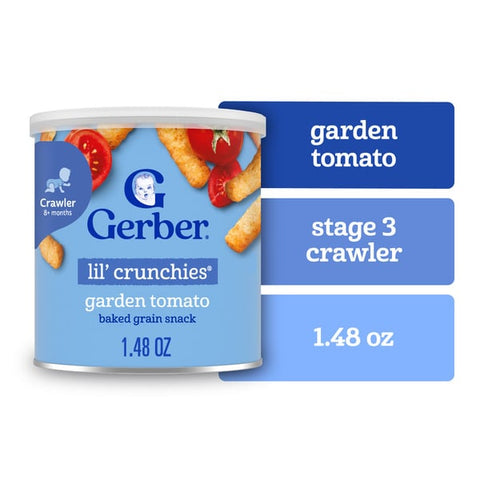 Gerber Stage 3 Baby Food Snacks Garden Tomato Lil' Crunchies Baby Led Feeding