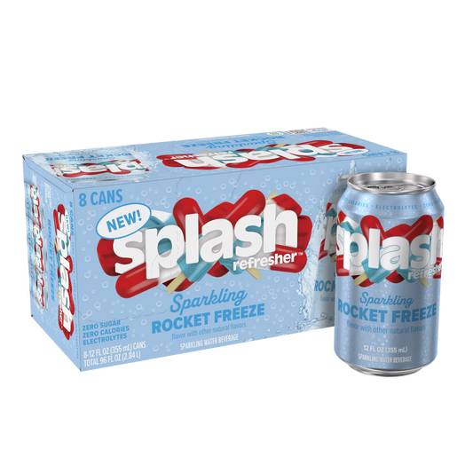 Splash Rocket Freeze Sparkling Water, 12 fl oz, 24 Cans