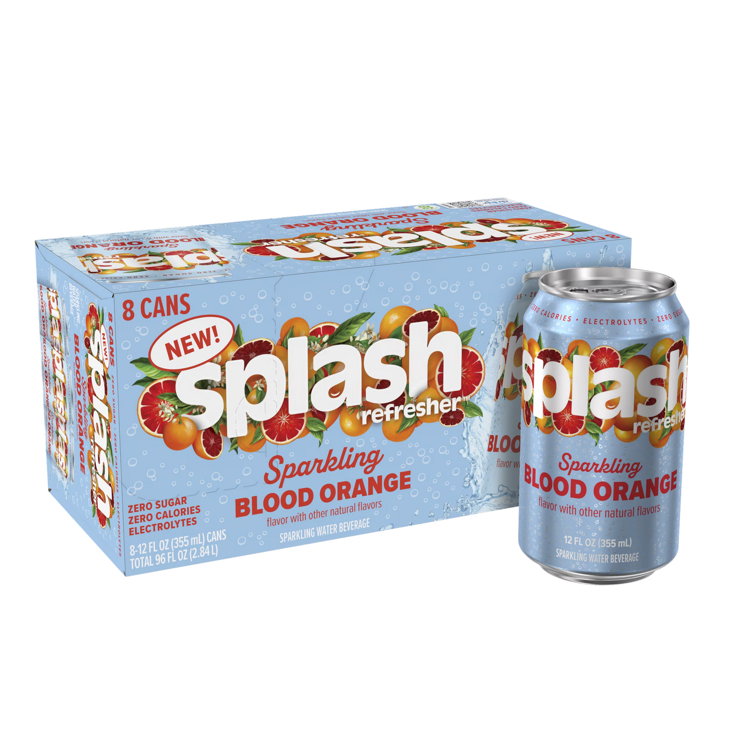 Splash Rocket Freeze Sparkling Water, 12 fl oz, 24 Cans